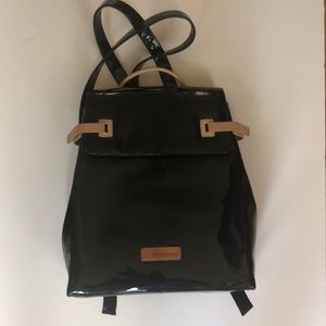 NWOT Vintage Sergio Tacchini Black Patent Leather Bookbag